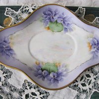 Vintage Violet China Sauce Gravy Jam Dish with Plate Hand Painted 1900's Edwardian Victorian Downton Cottage Shabby Chic WhenRosesBloom