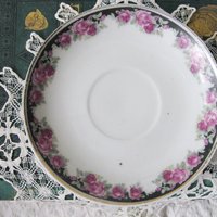 6 Tea Cups Pink Roses Black Chintz Look Set 6 Vintage Made in Japan Tea Time Gift Mid Century Farmhouse Cottage Shabby Chic WhenRosesBloom