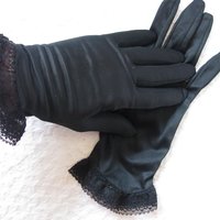 Vintage Gloves Black Sz 6.5 Nylon Retro Mid Century 40s 50s Tea Dance Wedding Downton Steampunk Retro  Cosplay Free Ship US  WhenRosesBloom