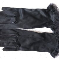 Vintage Gloves Black Sz 6.5 Nylon Retro Mid Century 40s 50s Tea Dance Wedding Downton Steampunk Retro  Cosplay Free Ship US  WhenRosesBloom
