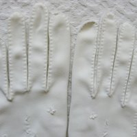 White Gloves Short Sz 6 Embroidered Vintage Retro Mid Century 40s 50s Tea Dance Wedding Downton Cosplay Gloves Free Ship US  WhenRosesBloom