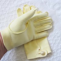 Yellow Gloves tailored Fabric Sz 6.5 Vintage Wedding Tea Party Retro Mid Century Bridal Downton Retro Cosplay Free Ship  US When Roses Bloom