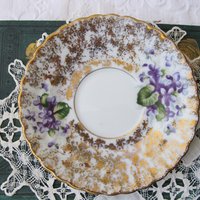 Violet Teacup  Footed Vintage Japan Mid Century Retro Dainty Tea Time Gift Victoria Downton Tea Elegant Farm Shabby Chic  WhenRosesBloom