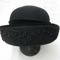 Vintage Hat Black  Cloche Tea Garden Party Eric Javets Retro Elegance Downton Miss Phryne Fisher Gatsby Cosplay Style  WhenRosesBloom