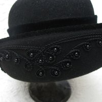 Vintage Hat Black  Cloche Tea Garden Party Eric Javets Retro Elegance Downton Miss Phryne Fisher Gatsby Cosplay Style  WhenRosesBloom