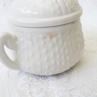 Vintage Pots de Creme  Set 4 White Creamware covered cup Shabby Chic Cottage Farmhouse Romantic Retro Mid Century Urban Style WhenRosesBloom