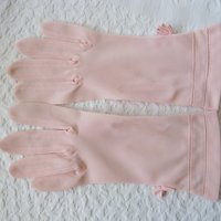 Vintage Pink Gloves Size 6.5 Wedding Tea Party Lunch Date Retro Mid Century Bridal Downton Retro Cosplay Free Ship  US When Roses Bloom