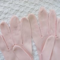 Vintage Pink Gloves Size 6.5 Wedding Tea Party Lunch Date Retro Mid Century Bridal Downton Retro Cosplay Free Ship  US When Roses Bloom