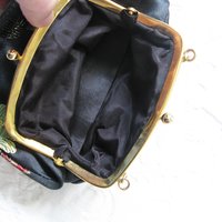 Vintage Black Purse Silk Brocade Mid Century Evening Retro Dance Cocktail Party  Chinese Japanese Oriental WhenRosesBloom