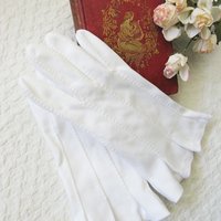 Gloves White Short Flare Retro Vintage Tea Party Elegant Cosplay Downton Miss Fisher Mid Century Style Free Ship US When Roses Bloom