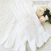 Gloves White Short Flare Retro Vintage Tea Party Elegant Cosplay Downton Miss Fisher Mid Century Style Free Ship US When Roses Bloom