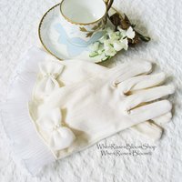 White Gloves Girl Vintage Child Classic Tea Party 1st Communion Flower Girl Wedding Bride Bridesmaid Retro Style Free Ship US WhenRosesBloom