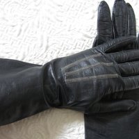Black Gloves Sz 7 Italian Kid Leather Vintage Downton Miss Fisher Elegant Steampunk Cosplay Mid Century Classic FREE Ship US  WhenRosesBloom