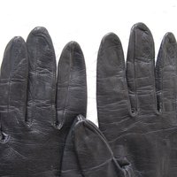 Black Gloves Sz 7 Italian Kid Leather Vintage Downton Miss Fisher Elegant Steampunk Cosplay Mid Century Classic FREE Ship US  WhenRosesBloom
