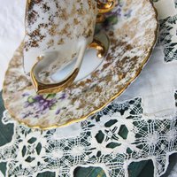 Violet Teacup  Footed Vintage Japan Mid Century Retro Dainty Tea Time Gift Victoria Downton Tea Elegant Farm Shabby Chic  WhenRosesBloom