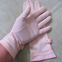 Vintage Pink Gloves Size 6.5 Wedding Tea Party Lunch Date Retro Mid Century Bridal Downton Retro Cosplay Free Ship  US When Roses Bloom