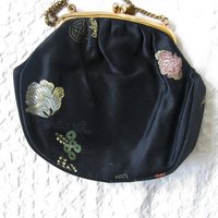 Vintage Black Purse Silk Brocade Mid Century Evening Retro Dance Cocktail Party  Chinese Japanese Oriental WhenRosesBloom