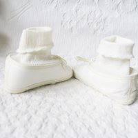 Vintage Baby Crib Shoes Size 1 White Leather Ballet Slippers Baby Keepsake Heirloom Gift doll shoes WhenRosesBloom
