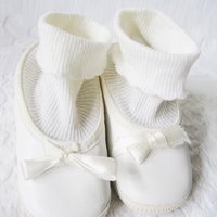 Vintage Baby Crib Shoes Size 1 White Leather Ballet Slippers Baby Keepsake Heirloom Gift doll shoes WhenRosesBloom