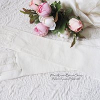 Vintage White Leather Matinee Gloves Retro Wedding Bride Tea NOS Downton Titanic Jane Austen Cosplay Free Ship  US When Roses Bloom