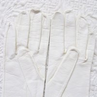 Vintage White Leather Matinee Gloves Retro Wedding Bride Tea NOS Downton Titanic Jane Austen Cosplay Free Ship  US When Roses Bloom