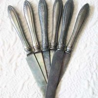 Vintage Silver Knives Sheridan Pattern 1910 Set 6  Victorian Edwardian Silverplate Estate Shabby Chic Farmhouse Downton Tea WhenRosesBloom