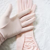Pink Gloves Vintage Mid Forearm Length Wedding Tea Party Retro Bridal Mid Century Elegant Cosplay Free Ship US When Roses Bloom