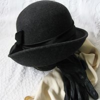 Vintage Hat Gray  Cloche Tea Wedding Garden Party Retro Tailored Elegance Downton Miss Phryne Fisher Gatsby Cosplay Style  WhenRosesBloom