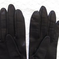 Vintage Gloves Black Sz 6 1/2 Faux Leather Vegan Fabric Elegant Classic Mid Century Mod  Cocktail Party Style  Free Ship US WhenRosesBloom