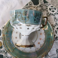 Tea Cup Turquoise Child Dolly Mommy & Me Nana Sterling Vintage Japan Tea Party Demitasse Cappuccino Cottage Shabby Chic WhenRosesBloom