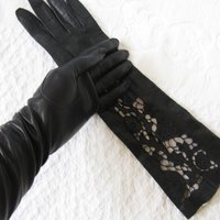 Vintage Gloves Black Sz 6 1/2 Kid Leather Downton Miss Fisher Audrey Hepburn Steampunk Cosplay NOS new old FREE Ship US  WhenRosesBloom