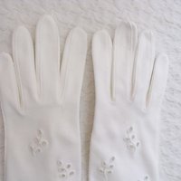 Vintage White Gloves Long Eyelet Embroidery Retro Mid Century Wedding Bride  Free Ship US Downton Austen Titanic Cosplay    When Roses Bloom