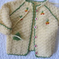 Vintage Baby Jacket Cardigan Matinee Jacket  Hand Crochet Teddy Bear Dolly Sweater Boho Style Baby Keepsake Heirloom Gift WhenRosesBloom