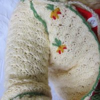 Vintage Baby Jacket Cardigan Matinee Jacket  Hand Crochet Teddy Bear Dolly Sweater Boho Style Baby Keepsake Heirloom Gift WhenRosesBloom