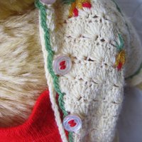 Vintage Baby Jacket Cardigan Matinee Jacket  Hand Crochet Teddy Bear Dolly Sweater Boho Style Baby Keepsake Heirloom Gift WhenRosesBloom