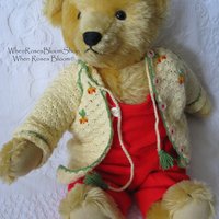 Vintage Baby Jacket Cardigan Matinee Jacket  Hand Crochet Teddy Bear Dolly Sweater Boho Style Baby Keepsake Heirloom Gift WhenRosesBloom