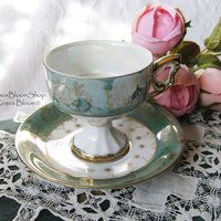 Tea Cup Turquoise Child Dolly Mommy & Me Nana Sterling Vintage Japan Tea Party Demitasse Cappuccino Cottage Shabby Chic WhenRosesBloom