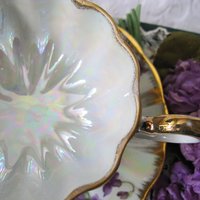 Tea Cup Purple Violets footed Melon Shape Japan Vintage Retro TeaTime Elegant Tea Gift Mid Century Shabby Chic  WhenRosesBloom Classic Tea