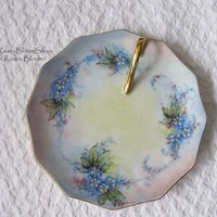 Vintage China Candy Dish For Get Me Not Lemon Nappy Tidbit Hand Painted 1900s Edwardian Victorian Downton Cottage Farmhouse WhenRosesBloom