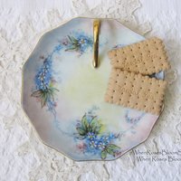 Vintage China Candy Dish For Get Me Not Lemon Nappy Tidbit Hand Painted 1900s Edwardian Victorian Downton Cottage Farmhouse WhenRosesBloom