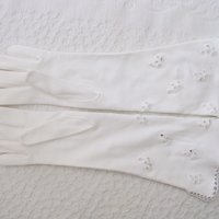 Vintage White Gloves Long Eyelet Embroidery Retro Mid Century Wedding Bride  Free Ship US Downton Austen Titanic Cosplay    When Roses Bloom