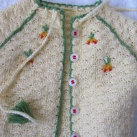 Vintage Baby Jacket Cardigan Matinee Jacket  Hand Crochet Teddy Bear Dolly Sweater Boho Style Baby Keepsake Heirloom Gift WhenRosesBloom