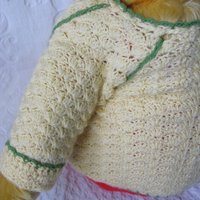 Vintage Baby Jacket Cardigan Matinee Jacket  Hand Crochet Teddy Bear Dolly Sweater Boho Style Baby Keepsake Heirloom Gift WhenRosesBloom