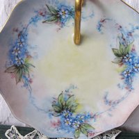 Vintage China Candy Dish For Get Me Not Lemon Nappy Tidbit Hand Painted 1900s Edwardian Victorian Downton Cottage Farmhouse WhenRosesBloom