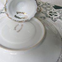 Vintage Footed Tea Cup Pink Carnation Floral Japan Mid Century TeaTime January Birthday Gift Victoria Downton Abbey Tea Cottage Shabby Chic