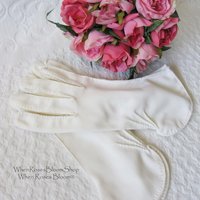Gloves White Short  Retro Vintage Tea Party Elegant Cosplay Downton Miss Fisher Mid Century Style Free Ship US When Roses Bloom