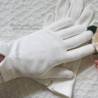 Gloves White Short Italian sz 6+ Retro Vintage Tea Party Elegant Cosplay Downton Miss Fisher Mid Century Style Free Ship US When Roses Bloom