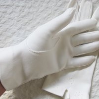 Gloves White Short Italian sz 6+ Retro Vintage Tea Party Elegant Cosplay Downton Miss Fisher Mid Century Style Free Ship US When Roses Bloom