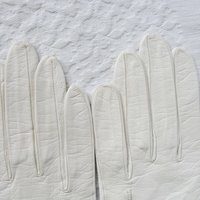 White Gloves French Leather Sz 6 1/2 Vintage Retro Wedding Bride Tea NOS Downton Gatsby Miss Fisher Cosplay Free Ship  US When Roses Bloom
