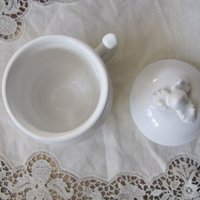 Vintage Pots de Creme Set of 6 White Italian Pottery Classic Dessert  TeaTime Elegant Mid Century Pudding Cups Hot Chocolate